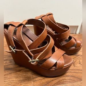 Kork-ease leather wrapped wedges